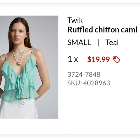 Light Blue BKE Women's Ruffle Top - Picture 5 of 5